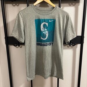 Nike Gray Short Sleeve Tee with Teal Graphic